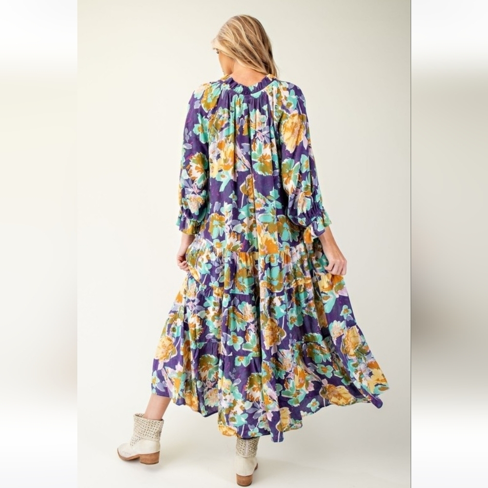 Easel Floral Print Boho Maxi Dress New - Picture 5 of 6